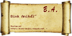Bink Anikó névjegykártya